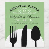 Modernes Abendessen in der Black Cutlery Probe Weinetikett (Einzelnes Label)