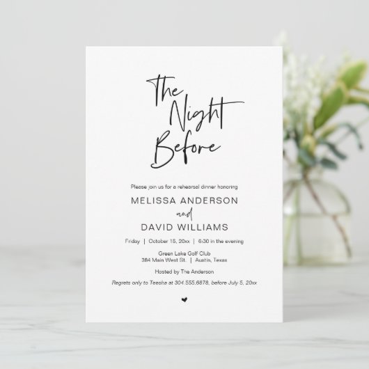 Modernes Abendessen in der Probe Einladung (Stehend Vorderseite)