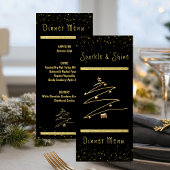 Modernes Abendessen in Gold und Schwarz Menükarte