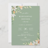 Modernes Abendessen mit Blumen Grüne Probe Einladung (Vorderseite)