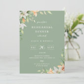 Modernes Abendessen mit Blumen Grüne Probe Einladung (Stehend Vorderseite)