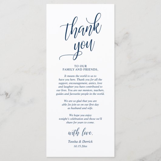 Modernes Abendessen mit Hochzeit dank Karte (Vorderseite)