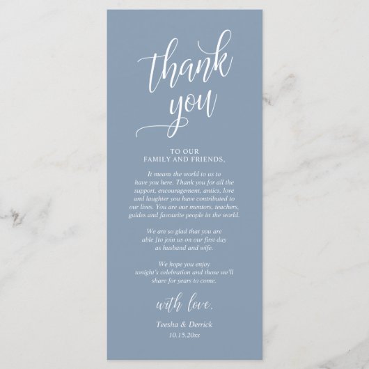 Modernes Abendessen mit Hochzeit dank Karte (Vorderseite)