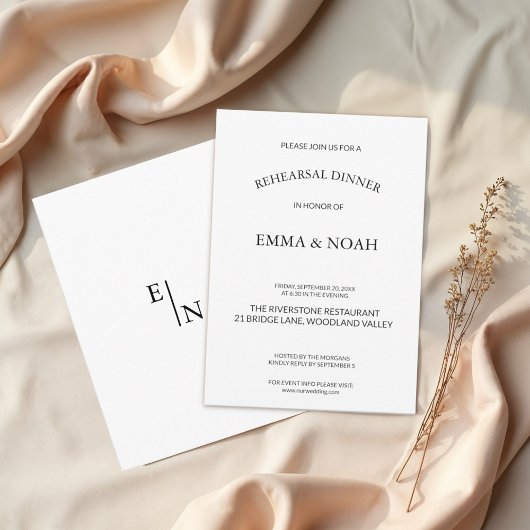 Modernes Abendessen mit Minimalistischer Probe Einladung