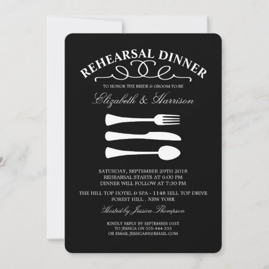Modernes Abendessen mit weißer Probe Einladung (Vorderseite)