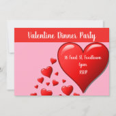 Modernes Abendessen-Party der Valentineherzen Einladung (Vorderseite)