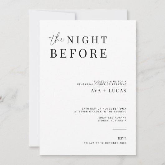 Modernes Abendessen vor der Probe Einladung (Vorderseite)