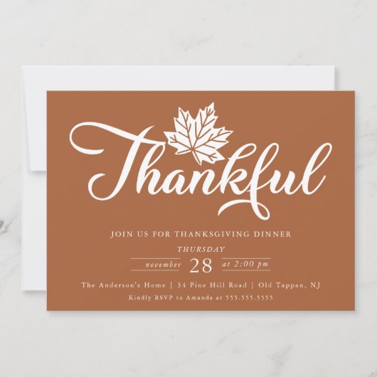 Modernes Abendessen zum Erntedank Einladung (Vorderseite)