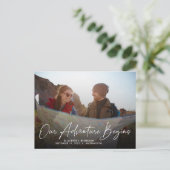 Modernes Abenteuer beginnt Save the Date Foto Postkarte (Stehend Vorderseite)