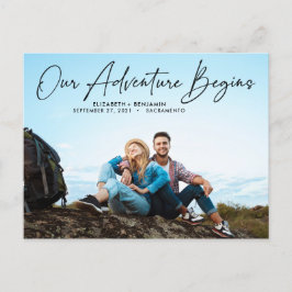 Modernes Abenteuer beginnt Save the Date Foto Postkarte