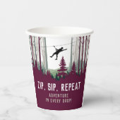 Modernes Abenteuer Zipline Burgundy Nature Fun Par Pappbecher (Vorderseite)