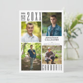 Modernes Abitur Schwarz-weiß 5 FotoCollage Ankündigung (Stehend Vorderseite)