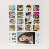 Modernes Abschluss 17-Foto Collage Script Puzzle (Vertikal)