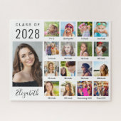 Modernes Abschluss 17-Foto Collage Script Puzzle (Horizontal)
