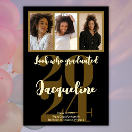 Modernes Abschluss 2025-Gold-Script-FotoCollage Ankündigung