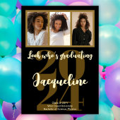 Modernes Abschluss 2025-Gold-Script-FotoCollage Einladung