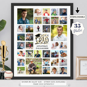 Modernes Abschluss 35 Foto Collage GRAD Party Poster