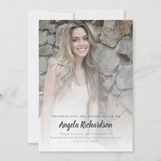 Modernes Abschluss Charcoskripttypografie-Foto Ankündigung (Vorderseite)