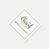 Modernes Abschluss Classic Mortarboard Black Gol Serviette (Ecke)