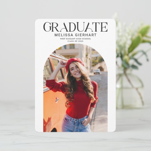 Modernes Abschluss Foto 2025 Grad Party Einladung (Stehend Vorderseite)