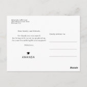 Modernes Abschluss Foto-Absolvent danke Postcar Postkarte (Rückseite)