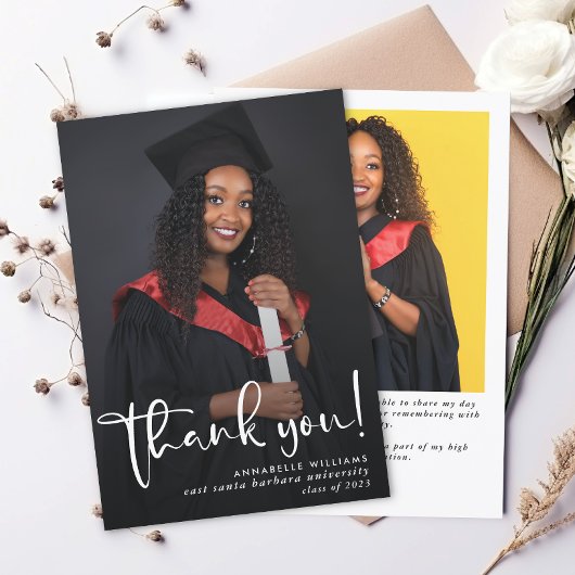 Modernes Abschluss Foto Dankeskarte