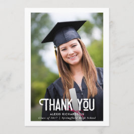 Modernes Abschluss-Foto des Weiß-| danken Ihnen Dankeskarte