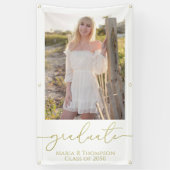 Modernes Abschluss Foto Elegantes Gold Script Banner (Vertikal)
