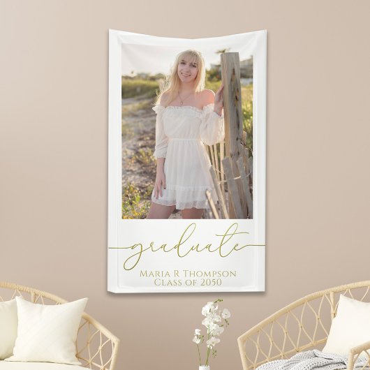 Modernes Abschluss Foto Elegantes Gold Script Banner