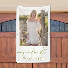 Modernes Abschluss Foto Elegantes Gold Script Banner
