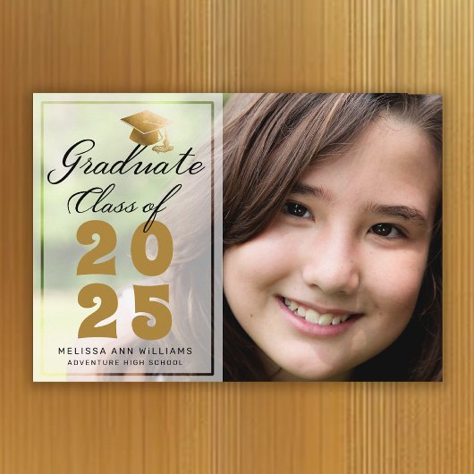 Modernes Abschluss Foto Gold Black Script 2025 Ankündigung