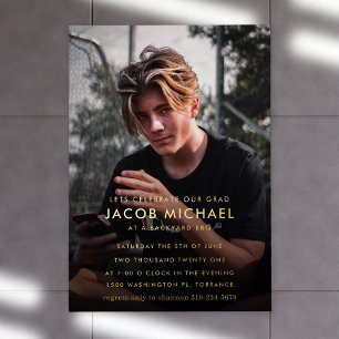 Modernes Abschluss Foto Gold Folieneinladung