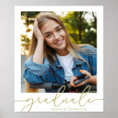 Modernes Abschluss Foto Minimalistisches Gold Scri Poster (Vorne)