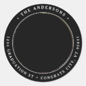 Modernes Abschluss Foto Runde Rücksendeadresse Runder Aufkleber (Vorderseite)