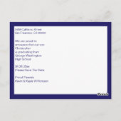 Modernes Abschluss Foto Save the Date Party Blau Postkarte (Rückseite)