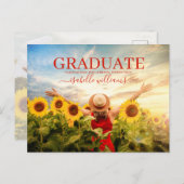 Modernes Abschluss Foto Sonnenblumen Ankündigungspostkarte (Vorne/Hinten)