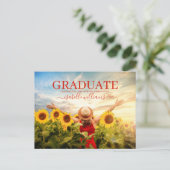 Modernes Abschluss Foto Sonnenblumen Ankündigungspostkarte (Stehend Vorderseite)