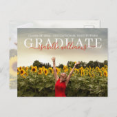 Modernes Abschluss Foto Sonnenblumen Ankündigungspostkarte (Vorne/Hinten)