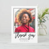 Modernes Abschluss Foto White Dankeskarte (Stehend Vorderseite)