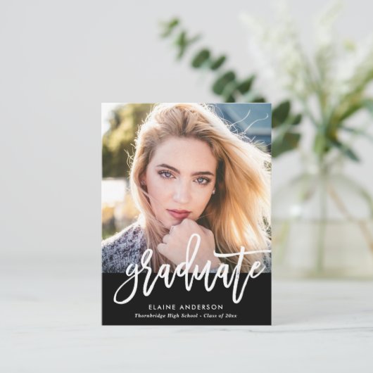 Modernes Abschluss für Pinselskripte Postkarte (Stehend Vorderseite)