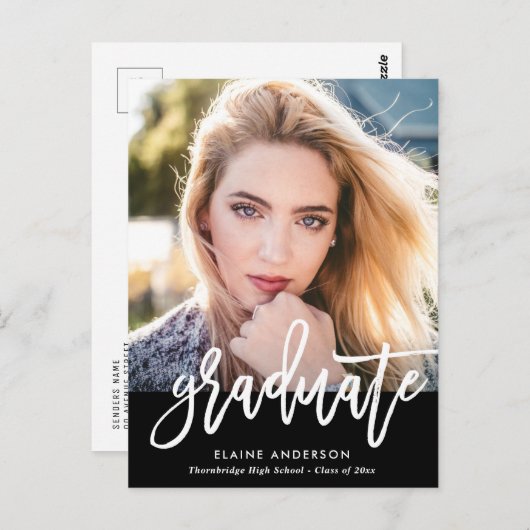 Modernes Abschluss für Pinselskripte Postkarte (Vorne/Hinten)