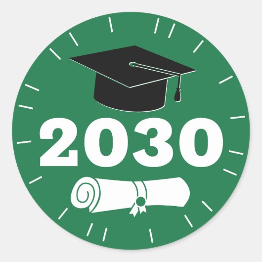 Modernes Abschluss Grad Jahr Cap Diploma Green Runder Aufkleber (Vorderseite)