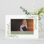 Modernes Abschluss im Grünen Foto Dankeskarte (Stehend Vorderseite)