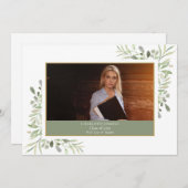 Modernes Abschluss im Grünen Foto Dankeskarte (Vorne/Hinten)