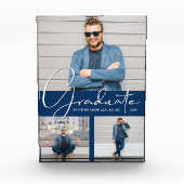 Modernes Abschluss Navy Blue Collage Fotoblock (Vorderseite)