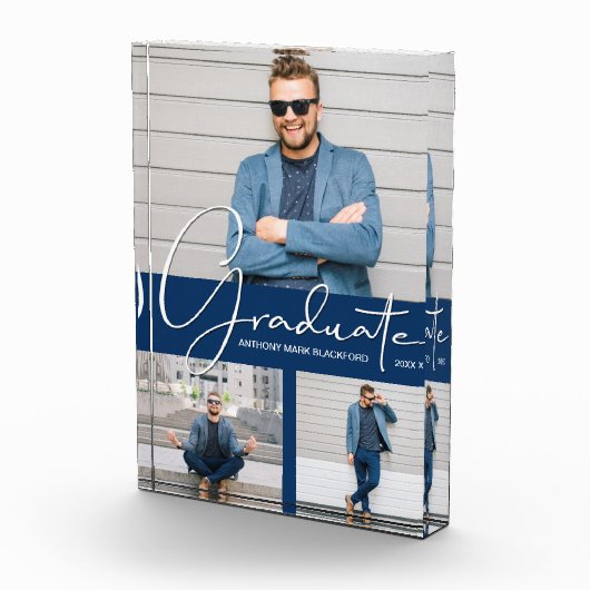 Modernes Abschluss Navy Blue Collage Fotoblock (Rechts)