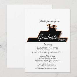 Modernes Abschluss Script Black & White Scroll Einladung