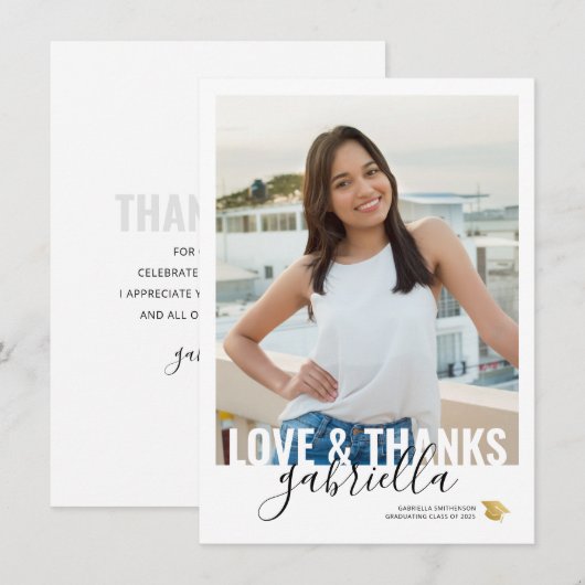 Modernes Abschluss Script Foto Dankeskarte (Vorne/Hinten)