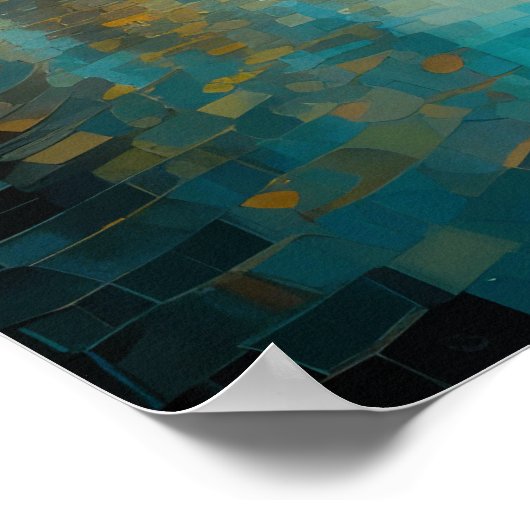 Modernes Abstract Design Gold Blue European Poster (Ecke)