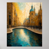 Modernes Abstract Design Gold Blue European Poster (Vorne)